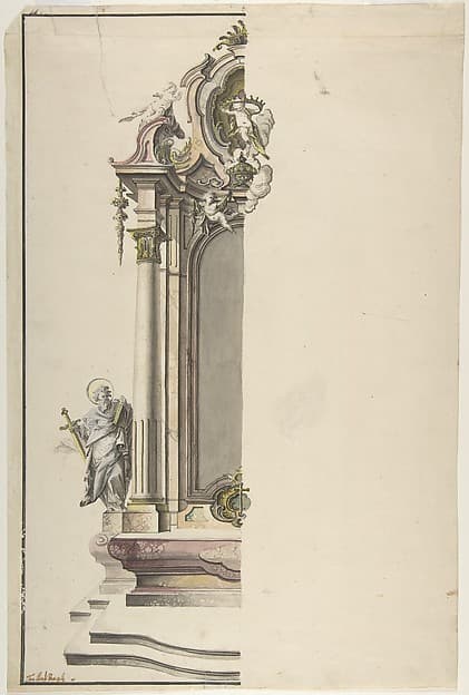 Design for an Aedicular Altar with St. Paul at the Left