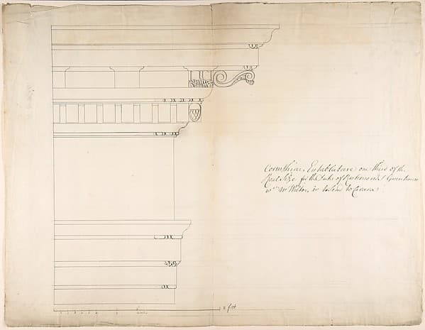 Design for a Corinthian Entablature for the Duke of Richmond, either for Richmond House, Whitehall, London, or Goodwood, Sussex