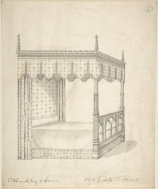 Design for a Gothic Bed with Canopy