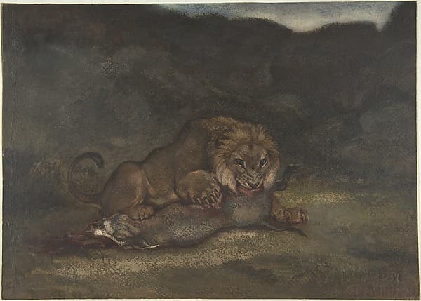 Lion Devouring Prey