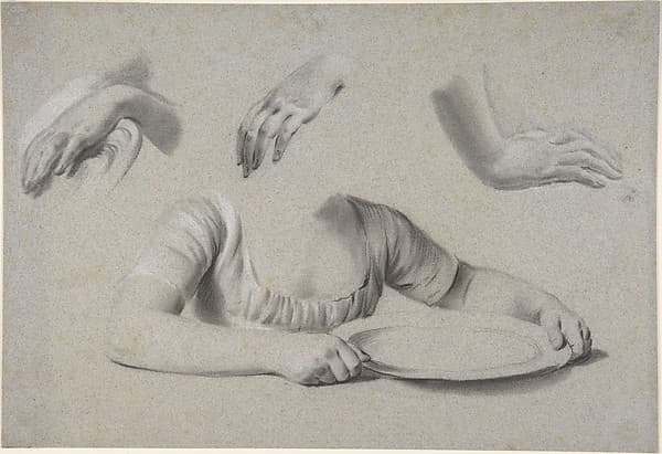 Studies of Hands and the Bust of a Young Girl Holding a Plate