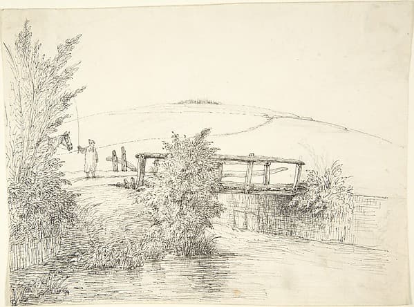 Landscape with a Bridge (recto); Thatched Cottage (verso)