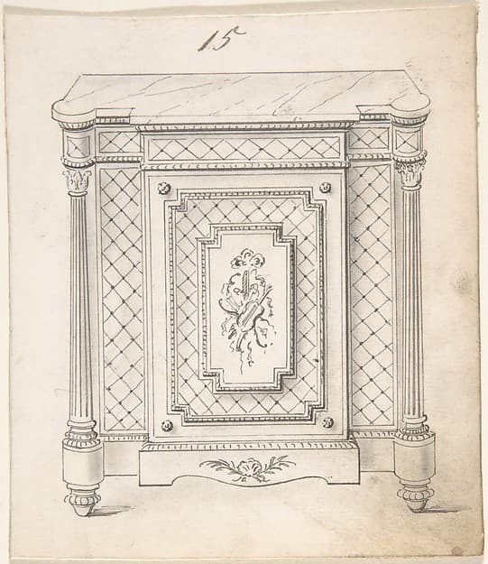 Design for a Marble-topped Cabinet with Musical Ornament