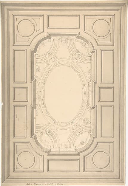 Design for Trompe L'Oeil Ceiling for Dining Room, Hôtel de Trévise