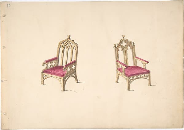 Design for Two Gothic Style Armchairs