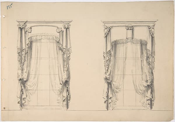 Design for Fringed Curtains Hanging at Two Windows