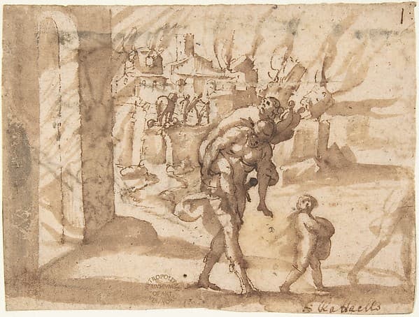 Aeneas Carrying Anchises in the Burning of Troy