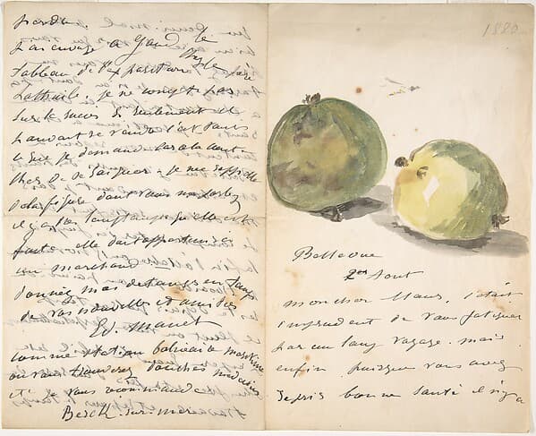 A Letter to Eugène Maus, Decorated with Two Apples