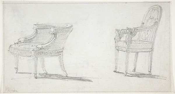 Studies for Two Armchairs (recto); sketches for Three Chairs and Parts of a Fourth (verso)