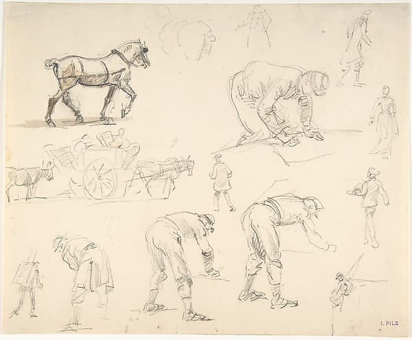 Studies of Soldiers and Cart Horses