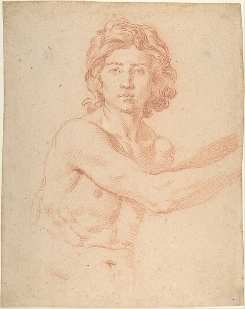 Half-Figure of a Youth with His Right Arm Raised