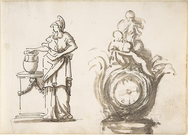Design for a Clock with a Classical Female Figure