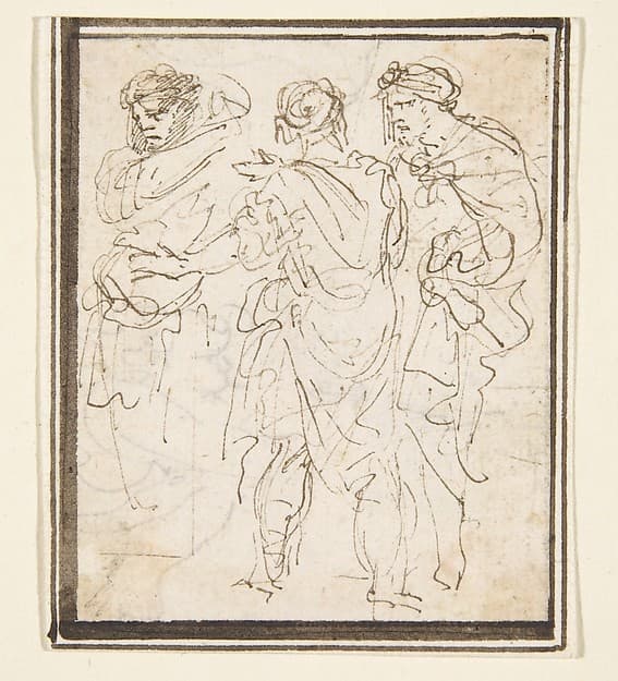 Three Standing Figures in Antique Costume