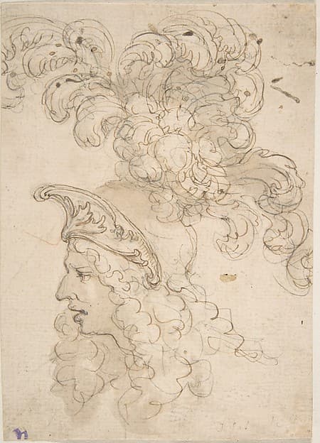 Design for a Helmet with an Elaborate Plume
