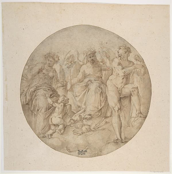 Three Allegorical Figures in a Roundel
