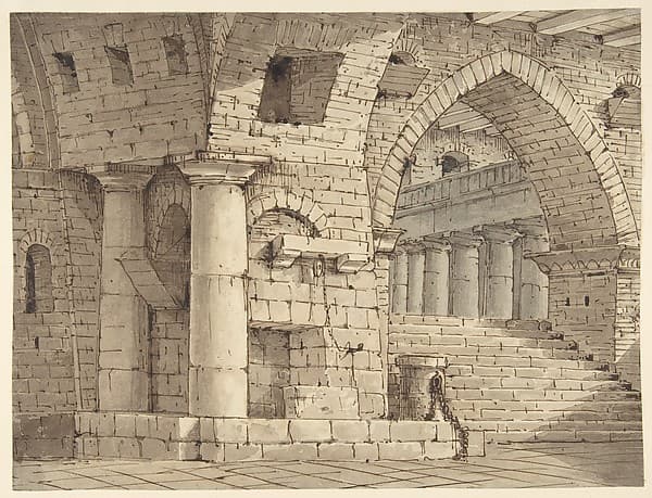 Design for a Stage Set Showing the Interior of a Fortress or Dungeon.