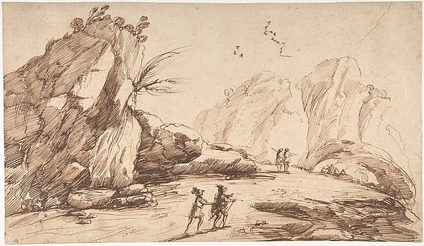 Rocky Landscape with Eight Figures