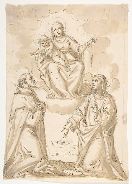 The Virgin and Child with Chaplets Appearing to Saint Dominic and Saint Catherine of Siena