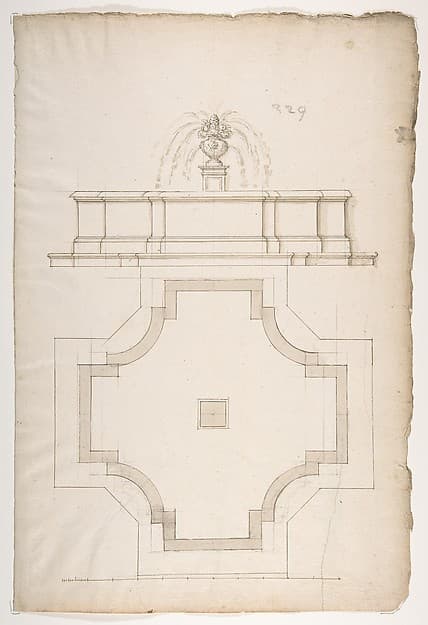 Plan and Elevation for a Fountain