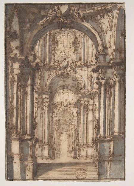 Design for a Stage Set (recto); Fragmentary Sketch of a Plan (verso)