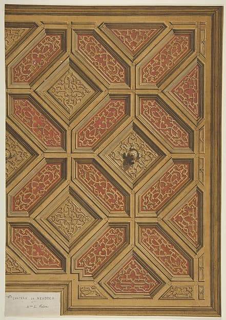 Design for Coffered Ceiling, Mme Païva's Chateau at Neudeck