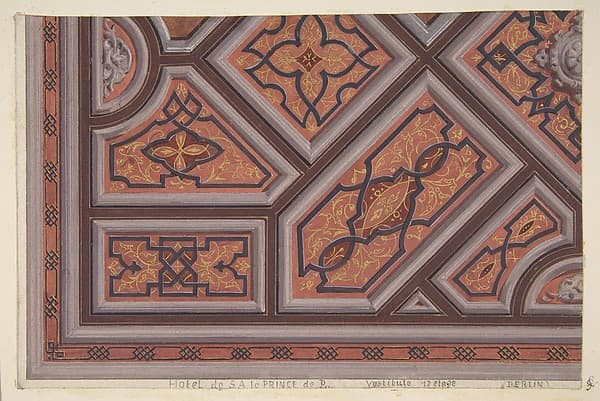 Design for the Decoration of the Ceiling in the Vestibule (Ier étage), Hôtel de S. A. le Prince de P... [Pless?}, Berlin
