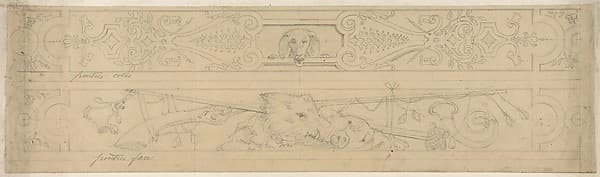 Two designs for panels to decorate a hunting lodge
