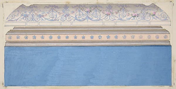 Design for the decoration of a ceiling cove and moulding