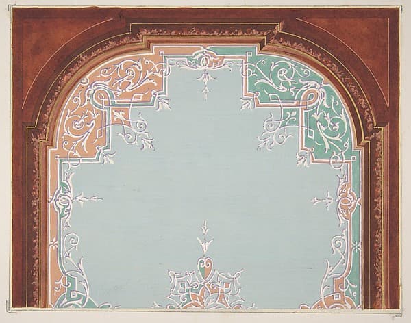 Designs for a painted ceiling with filagree borders