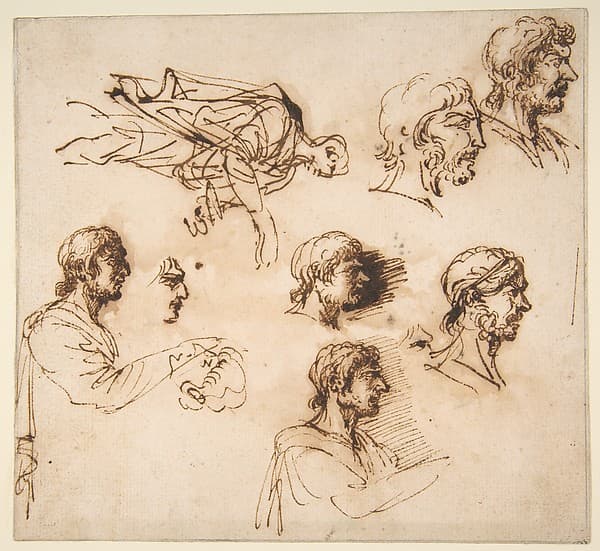 Studies of a Man's Head in Profile, and of a Standing Male Figure