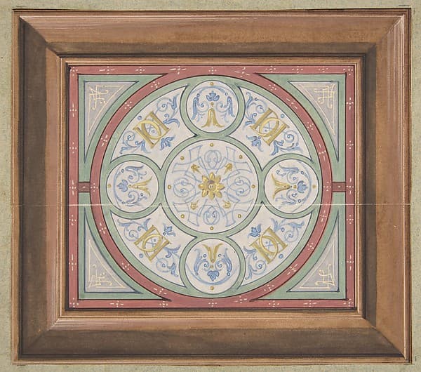 Design for painted decoration of a ceiling incorporating interwined initials: DD