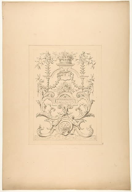 Design for a decorative panel in the Baroque style for the Chateau de Vaux-Praslin