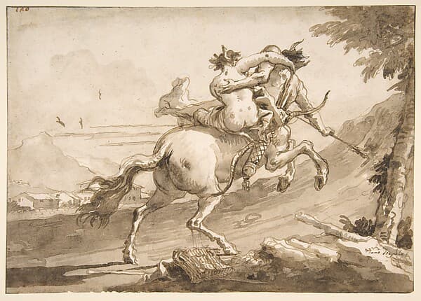 Back View of a Centaur Abducting a Satyress
