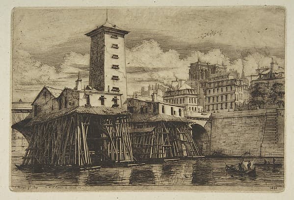 The Nôtre-Dame Pump, from "Etchings of Paris"