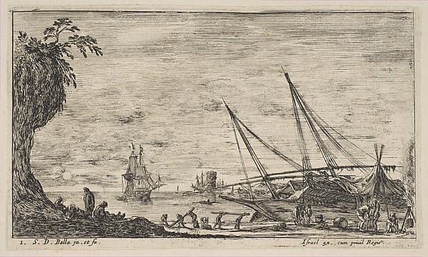 Plate 1: seaport with ships, from "Seascapes" (Paysages maritimes)
