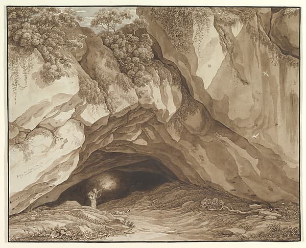 Rocky Landscape with Hunters