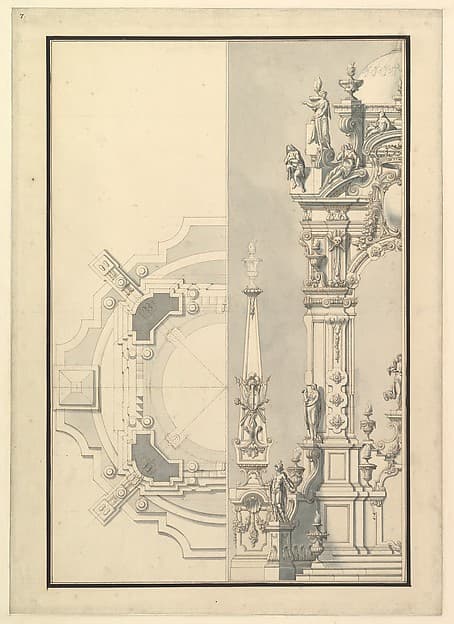 Half Elevation and Half Ground Plan for a Catafalque for an Electress Palatine