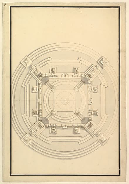 Ground Plan for a Catafalque for a Duchess of Hanover, probably Sophia (1630-1714) the mother of George I of England