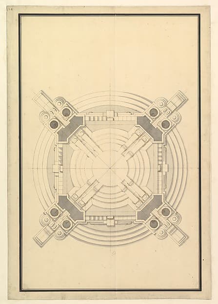 Ground Plan for a Catafalque for Frederick Augustus I, King of Poland and Elector of Saxony (1694-1733)