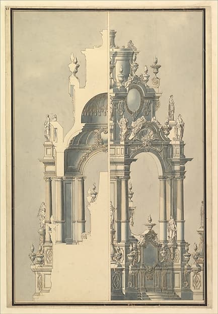 Elevation and Section for a Catafalque for the Dauphin of France, d. 1711