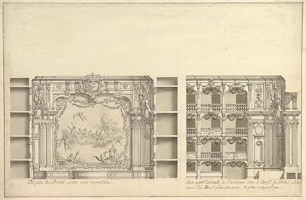 Elevation of Proscenium According to New Design and Lateral View of Boxes