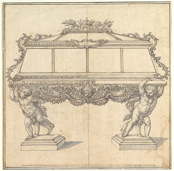 Design for a Sarcophagus Supported by Putti for the Church of S. Maria Maddalena de' Pazzi, Florence.