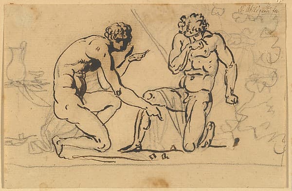 Two Nude Men Playing with Dice