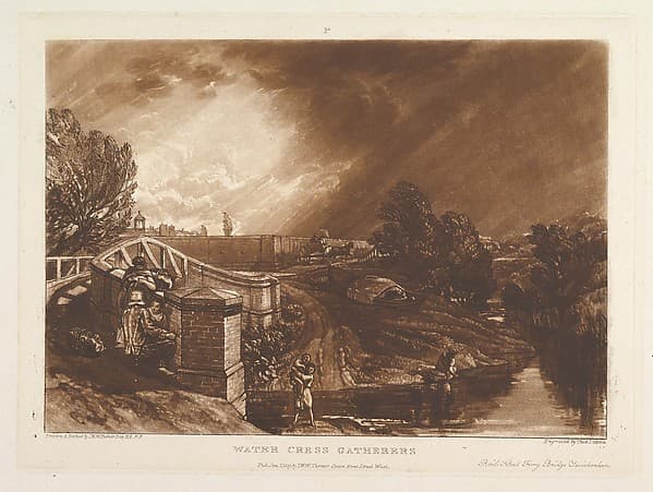 Water Cress Gatherers, Rails Head Ferry Bridge, Twickenham (Liber Studiorum, part XIII, plate 62)