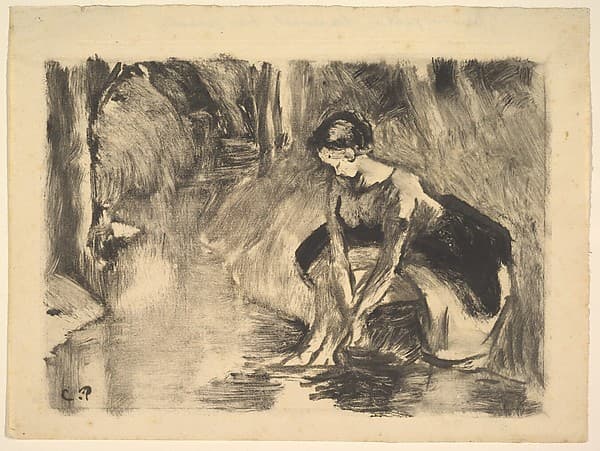 A Young Woman Washing Her Feet at the Edge of a Stream