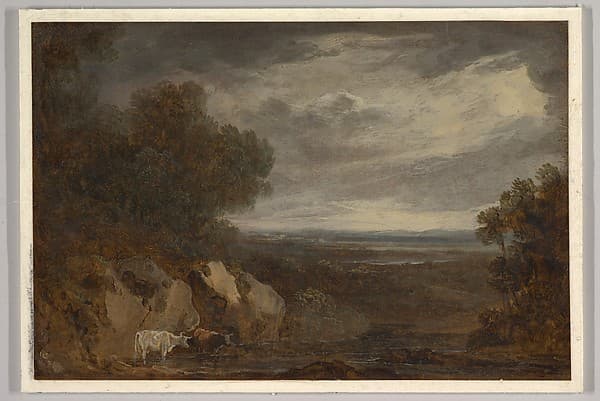 A Wooded River Landscape with Cattle