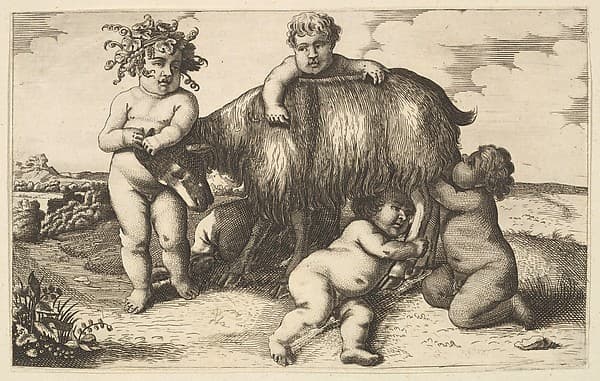 Four boys, a young satyr, and a goat (copy in reverse)