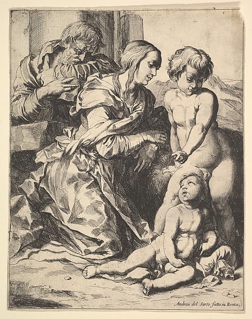 Virgin kneeling before Christ