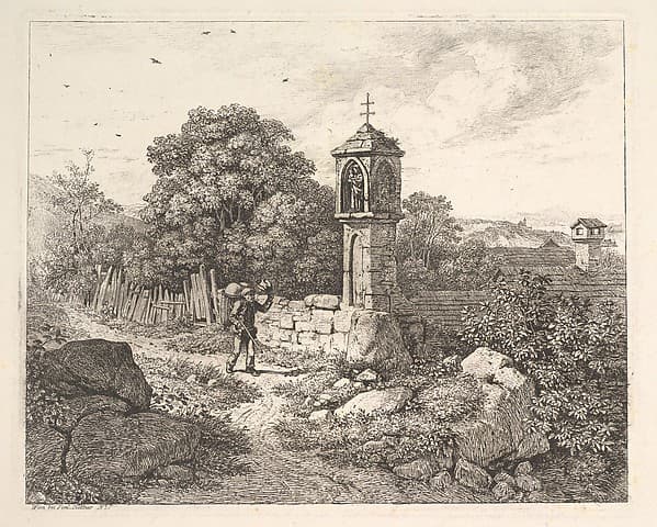 A Peasant Greeting the Statue of Mary