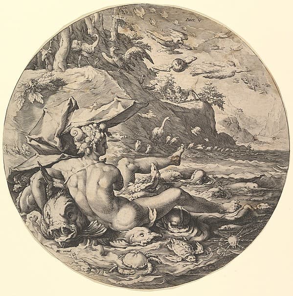 The Fifth Day (Dies V): The Creation of the Kingdom of Animals, from The Creation of the World, a series of seven plates